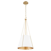 Quorum - 862-1-0880 - One Light Pendant - Denise - Studio White|Aged Brass