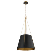 Quorum - 862-3-5980 - Three Light Pendant - Denise - Matte Black|Aged Brass