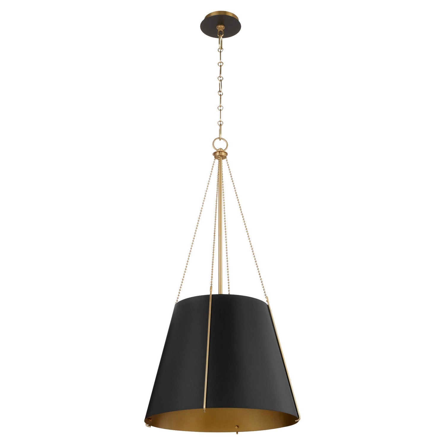 Quorum - 862-3-5980 - Three Light Pendant - Denise - Matte Black|Aged Brass
