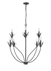 Millennium - 12708-MB - Eight Light Chandelier - Primrose - Matte Black
