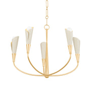 Hudson Valley - 3155-VGL/SSD - Five Light Chandelier - Montrose - Vintage Gold Leaf/Soft Sand
