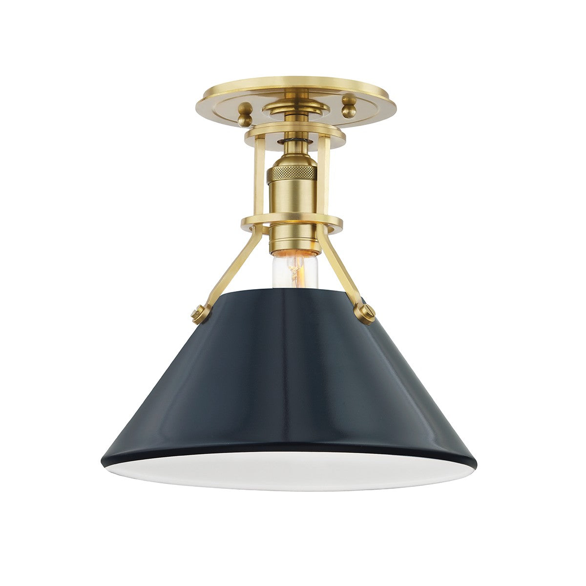 Hudson Valley - MDS353-AGB/DBL - One Light Semi Flush Mount - Painted No.2 - Aged Brass/Darkest Blue