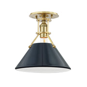 Hudson Valley - MDS353-AGB/DBL - One Light Semi Flush Mount - Painted No.2 - Aged Brass/Darkest Blue