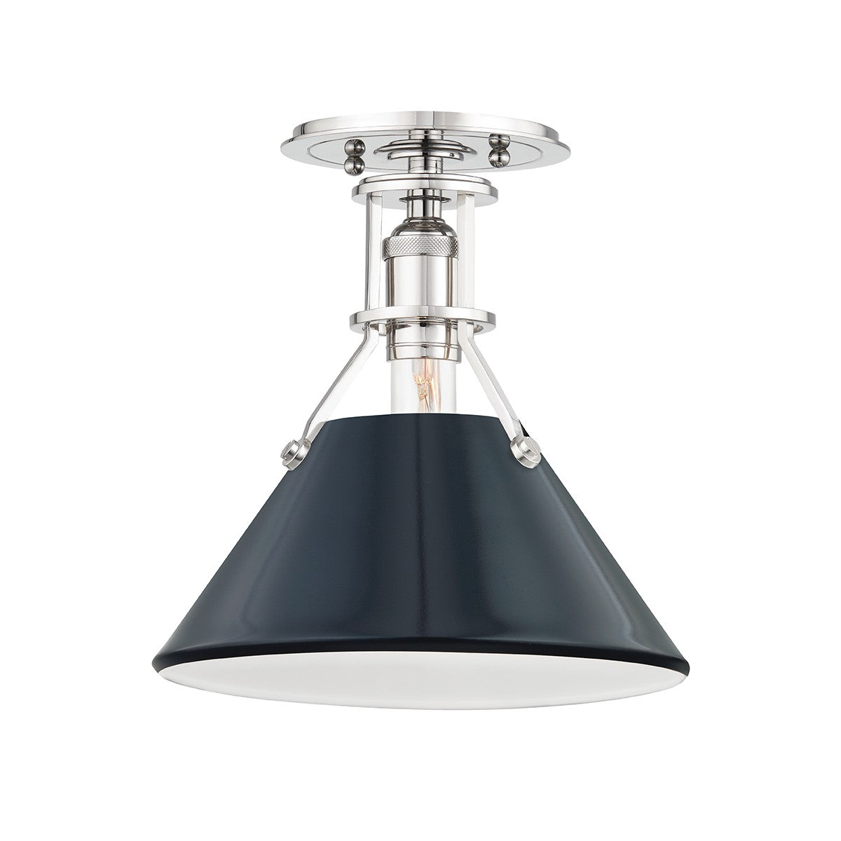 Hudson Valley - MDS353-PN/DBL - One Light Semi Flush Mount - Painted No.2 - Polished Nickel/Darkest Blue