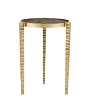 Currey and Company - 4000-0180 - Accent Table - Polished Brass/Natural