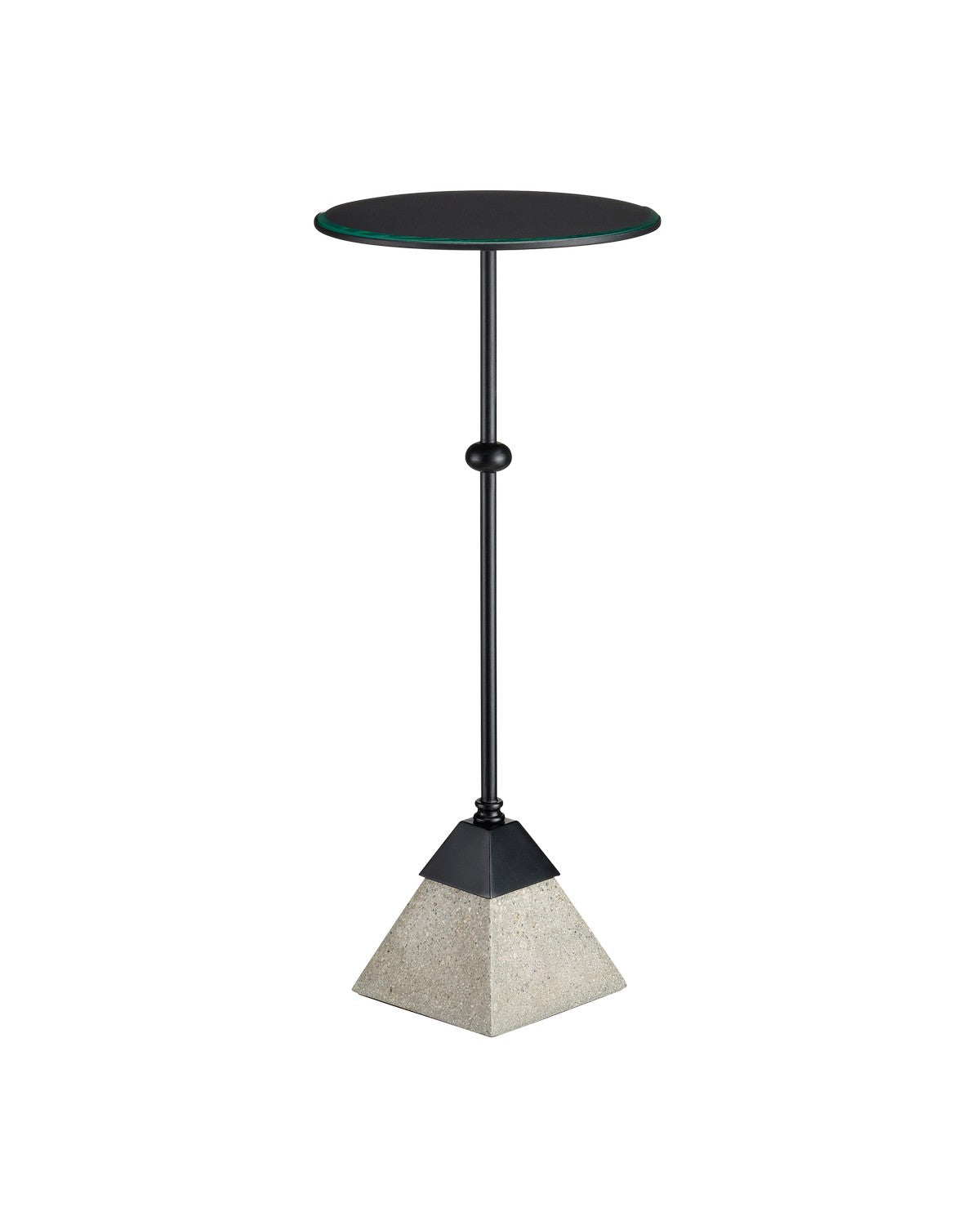 Currey and Company - 4000-0185 - Accent Table - Satin Black/Polished Concrete/Clear