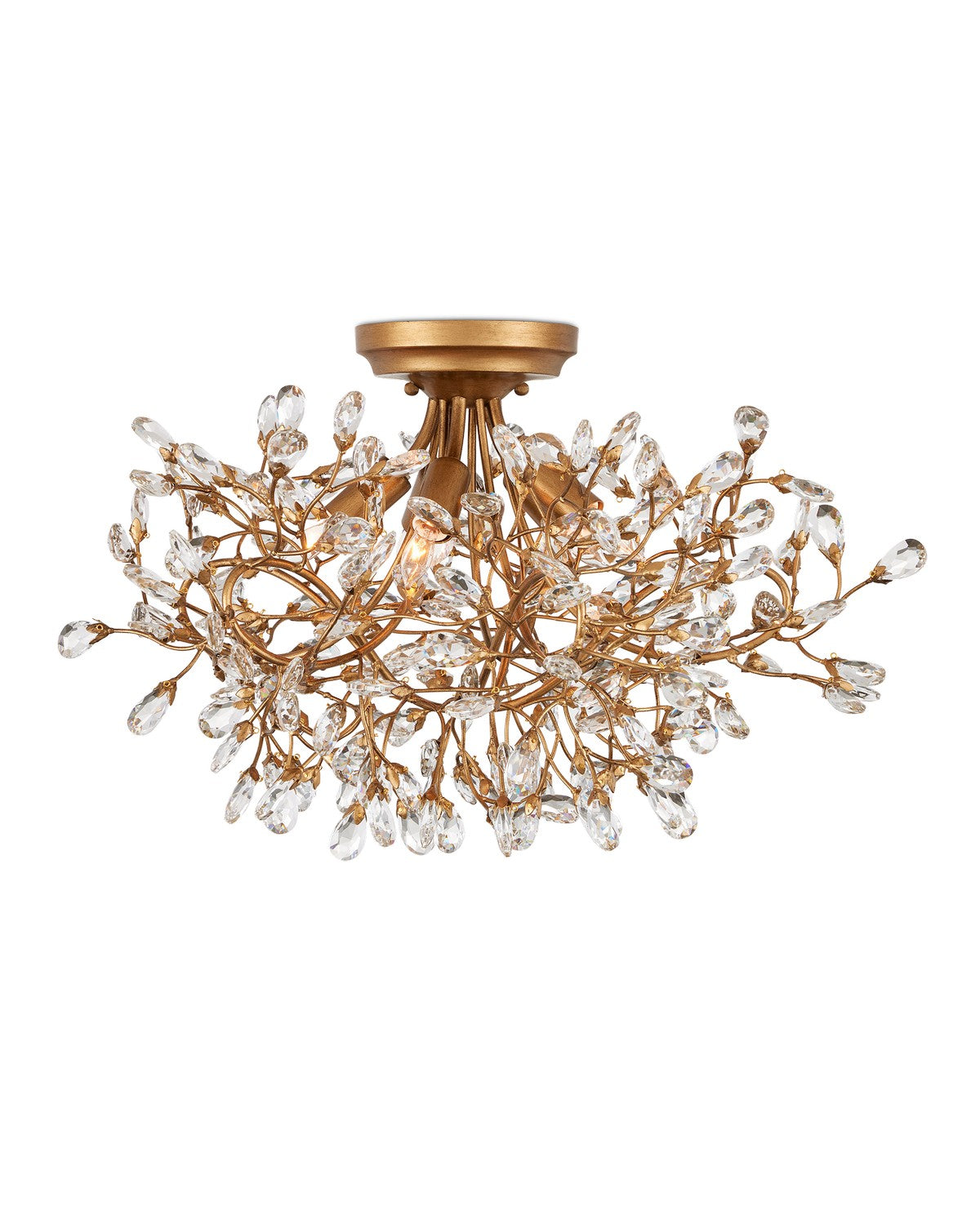 Currey and Company - 9000-1123 - Five Light Semi-Flush Mount - Clear/Brass