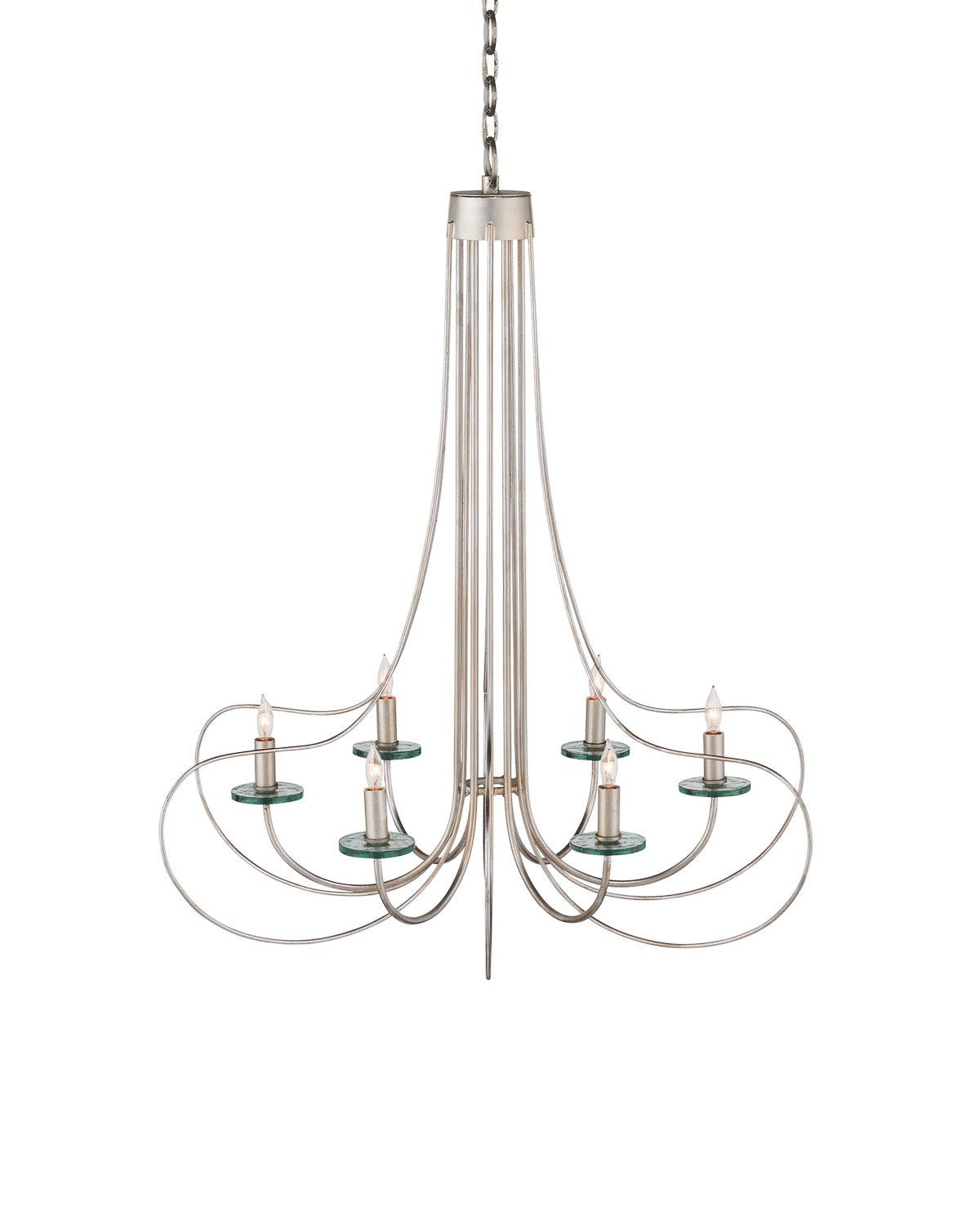 Currey and Company - 9000-1137 - Six Light Chandelier - Contemporary Silver Leaf/Contemporary Silver/Clear
