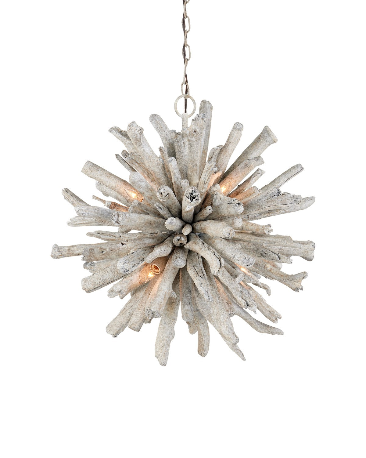 Currey and Company - 9000-1152 - Six Light Pendant - Whitewashed Driftwood