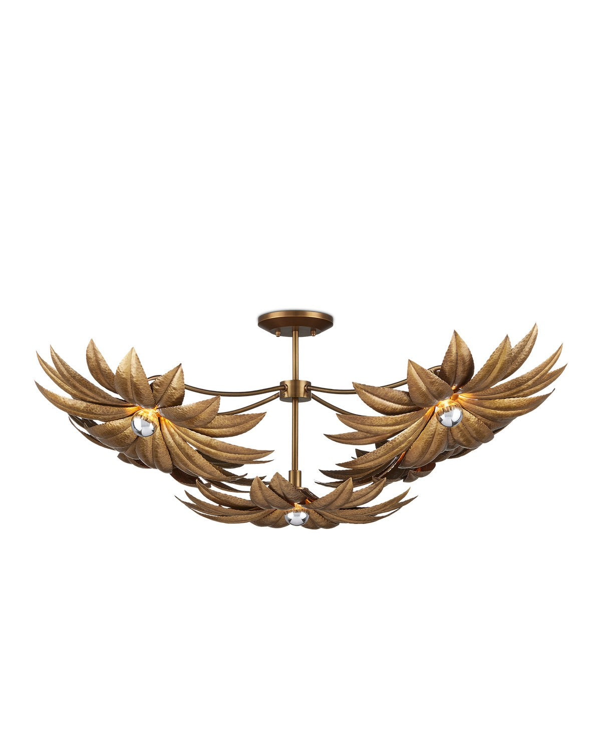 Currey and Company - 9000-1158 - Five Light Semi-Flush Mount - Antique Brass
