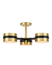 Currey and Company - 9000-1171 - Three Light Semi-Flush Mount - Polished Brass/Black/White
