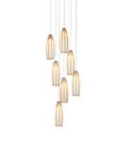 Currey and Company - 9000-1187 - Seven Light Pendant - White/Antique Brass