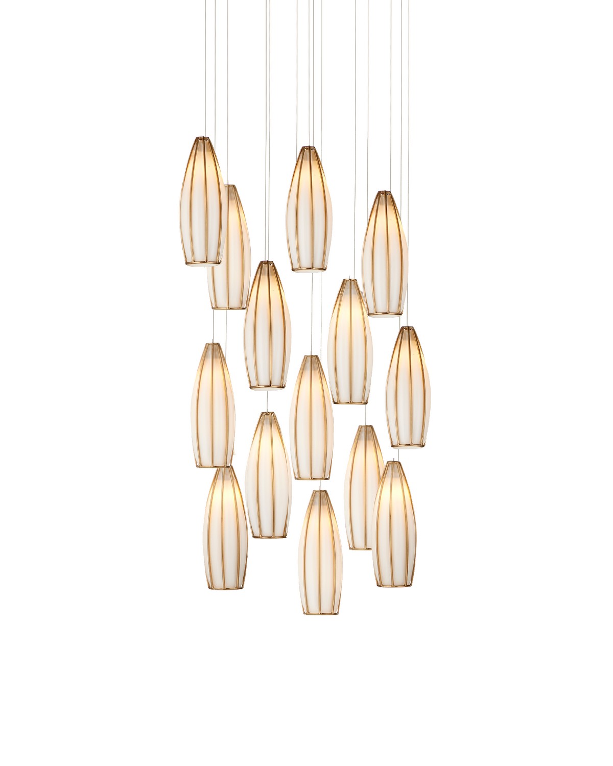 Currey and Company - 9000-1188 - 15 Light Pendant - White/Antique Brass