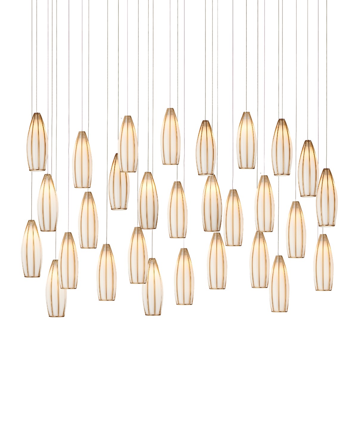Currey and Company - 9000-1190 - 30 Light Pendant - White/Antique Brass