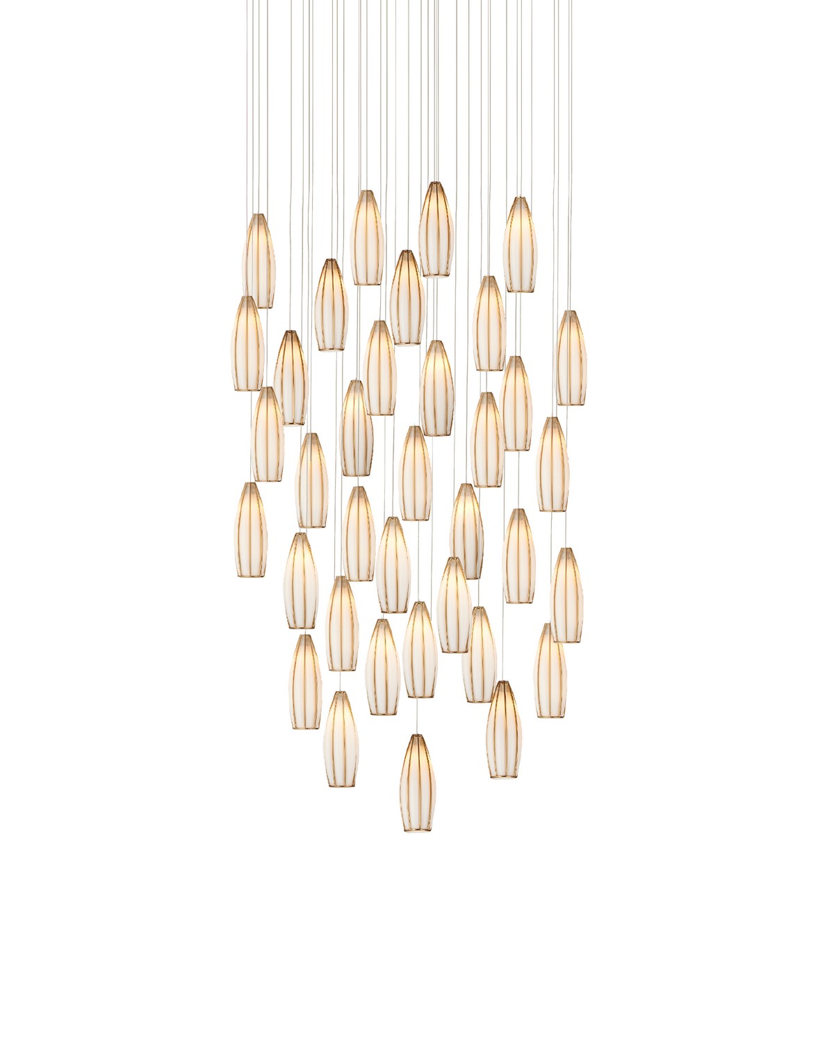 Currey and Company - 9000-1191 - 36 Light Pendant - White/Antique Brass