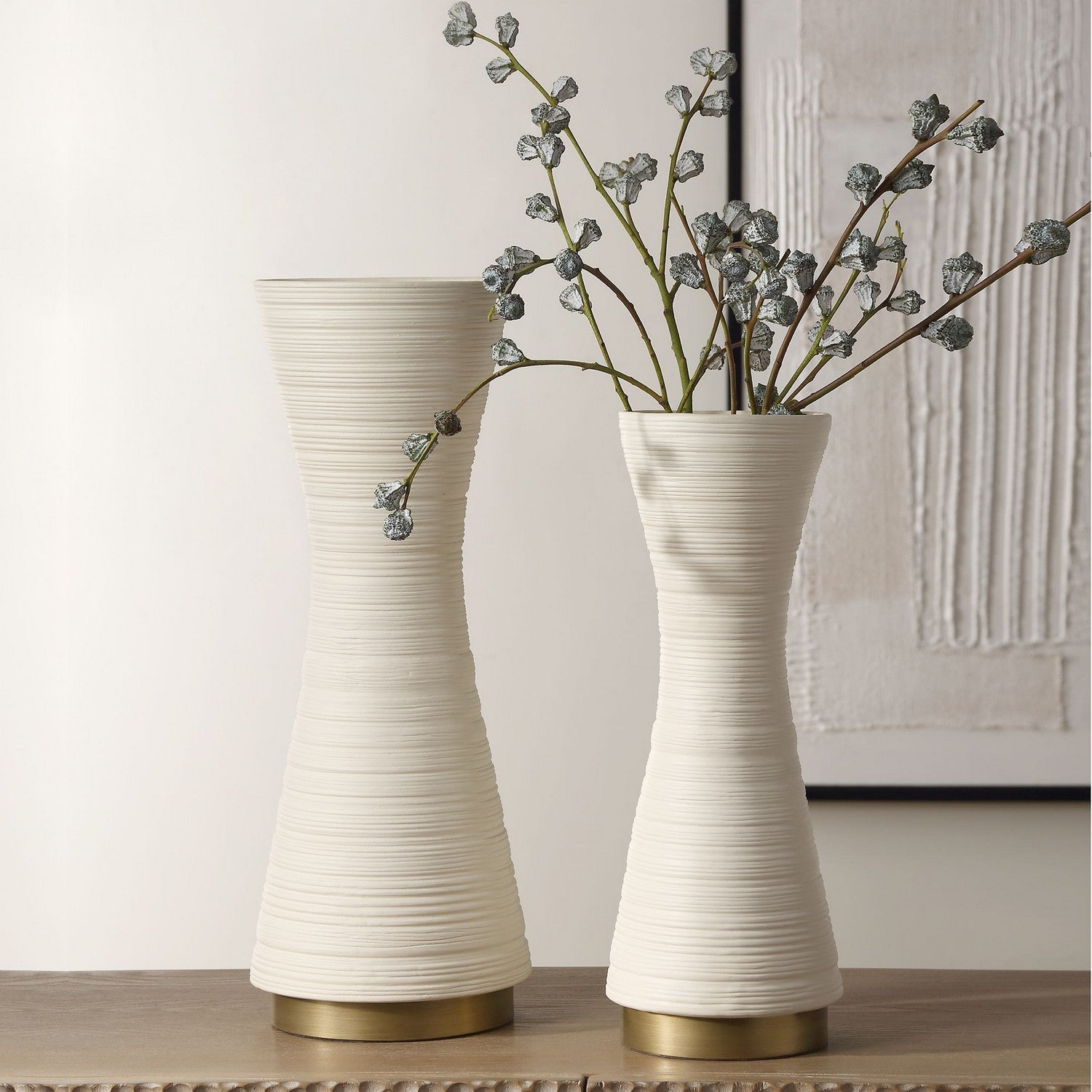 Uttermost - 18142 - Vases, S/2 - Ridgeline - Pristine White