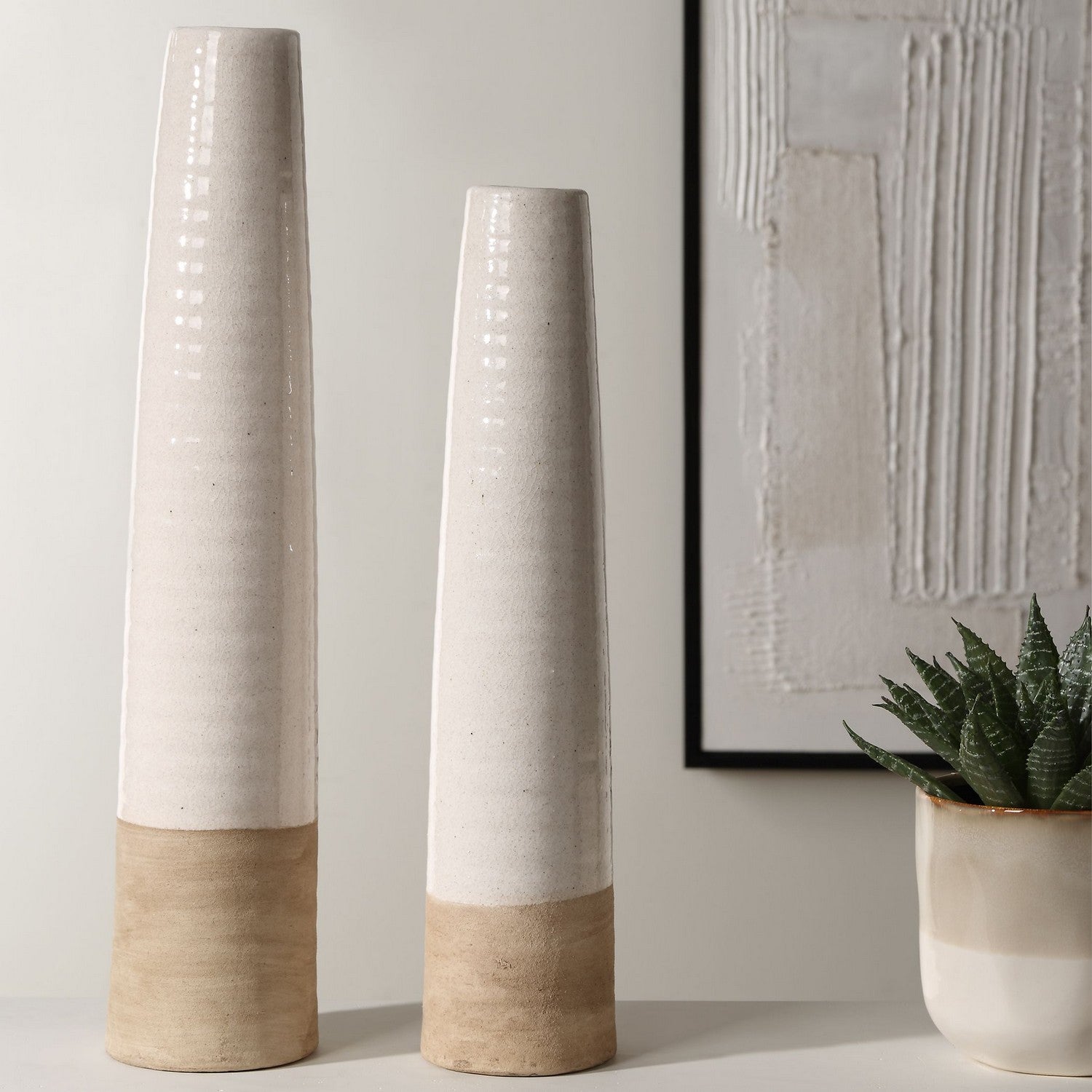 Uttermost - 18156 - Vases, S/2 - Ivory Sands - White Ceramic