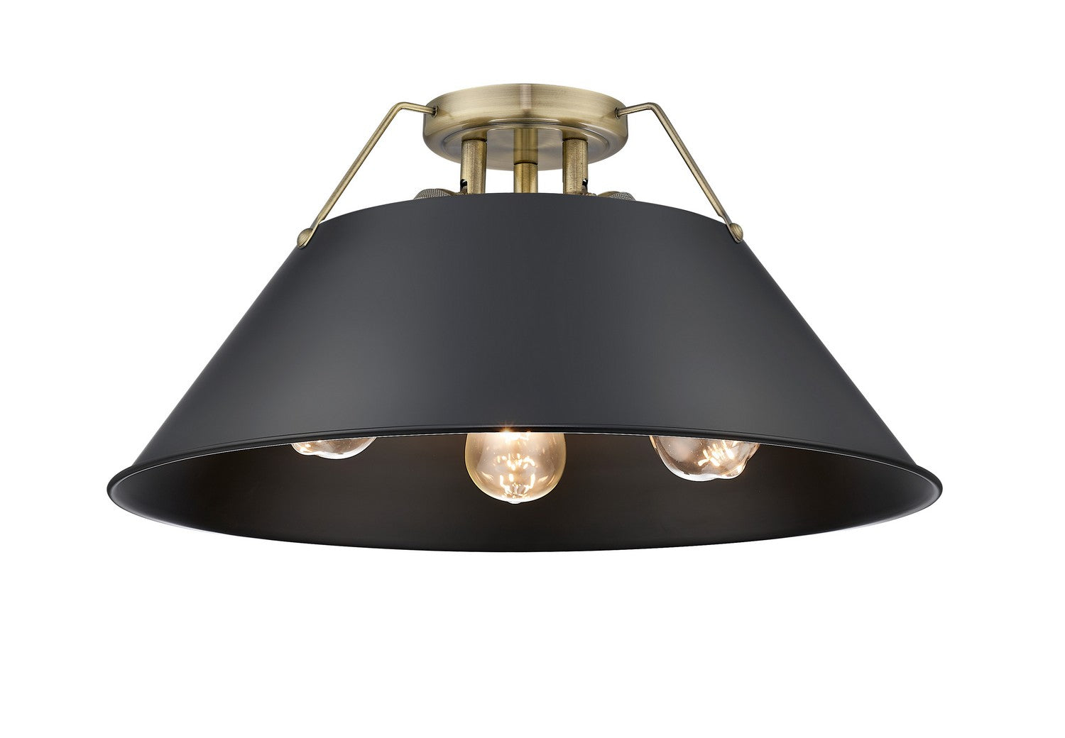 Golden - 3306-3FM AB-BLK - Three Light Flush Mount - Orwell - Aged Brass