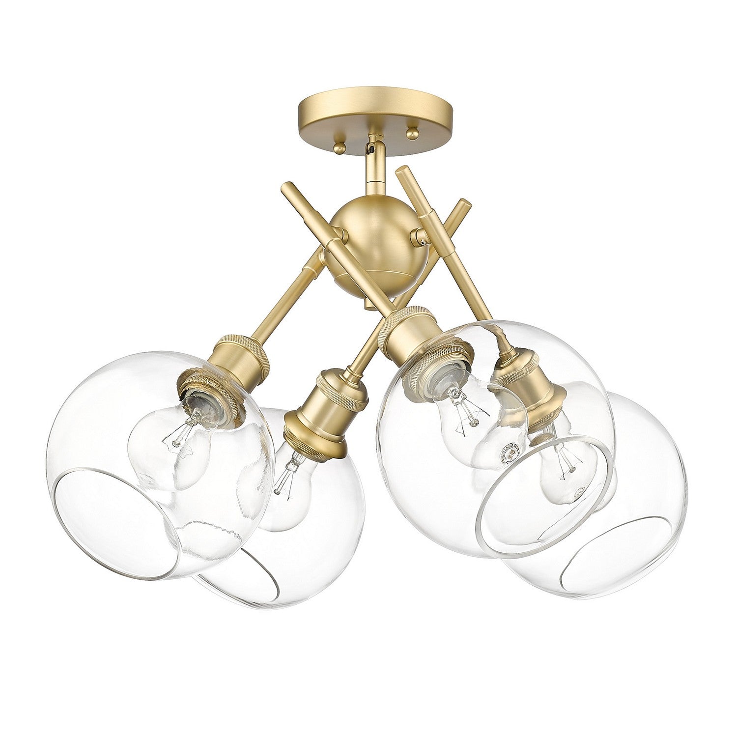 Golden - 1945-SF BCB-GLOBE-CLR - Four Light Semi-Flush Mount - Axel - Brushed Champagne Brass