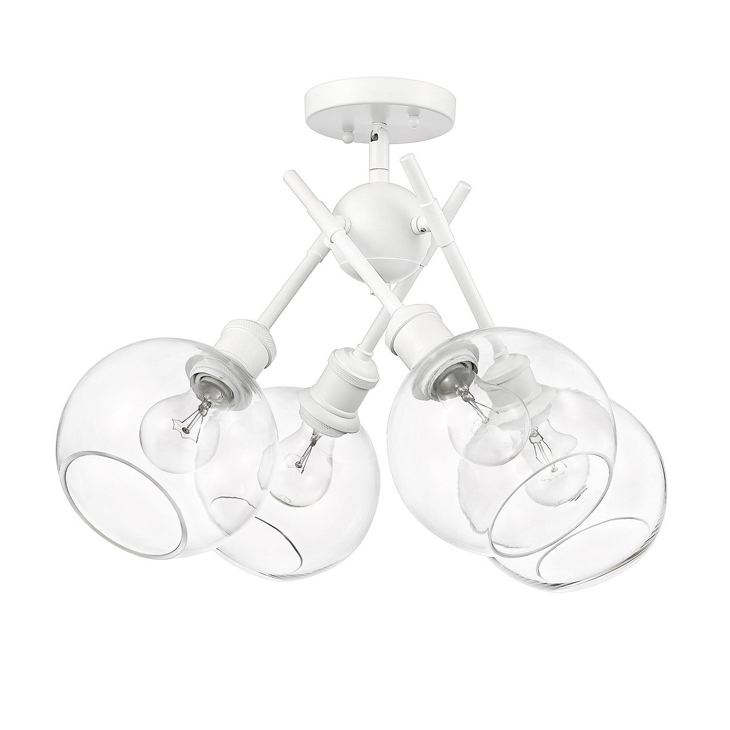 Golden - 1945-SF WHT-GLOBE-CLR - Four Light Semi-Flush Mount - Axel - Matte White