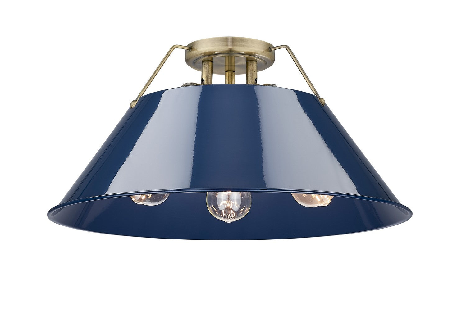 Golden - 3306-3FM AB-NVY - Three Light Flush Mount - Orwell - Aged Brass