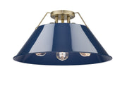 Golden - 3306-3FM AB-NVY - Three Light Flush Mount - Orwell - Aged Brass
