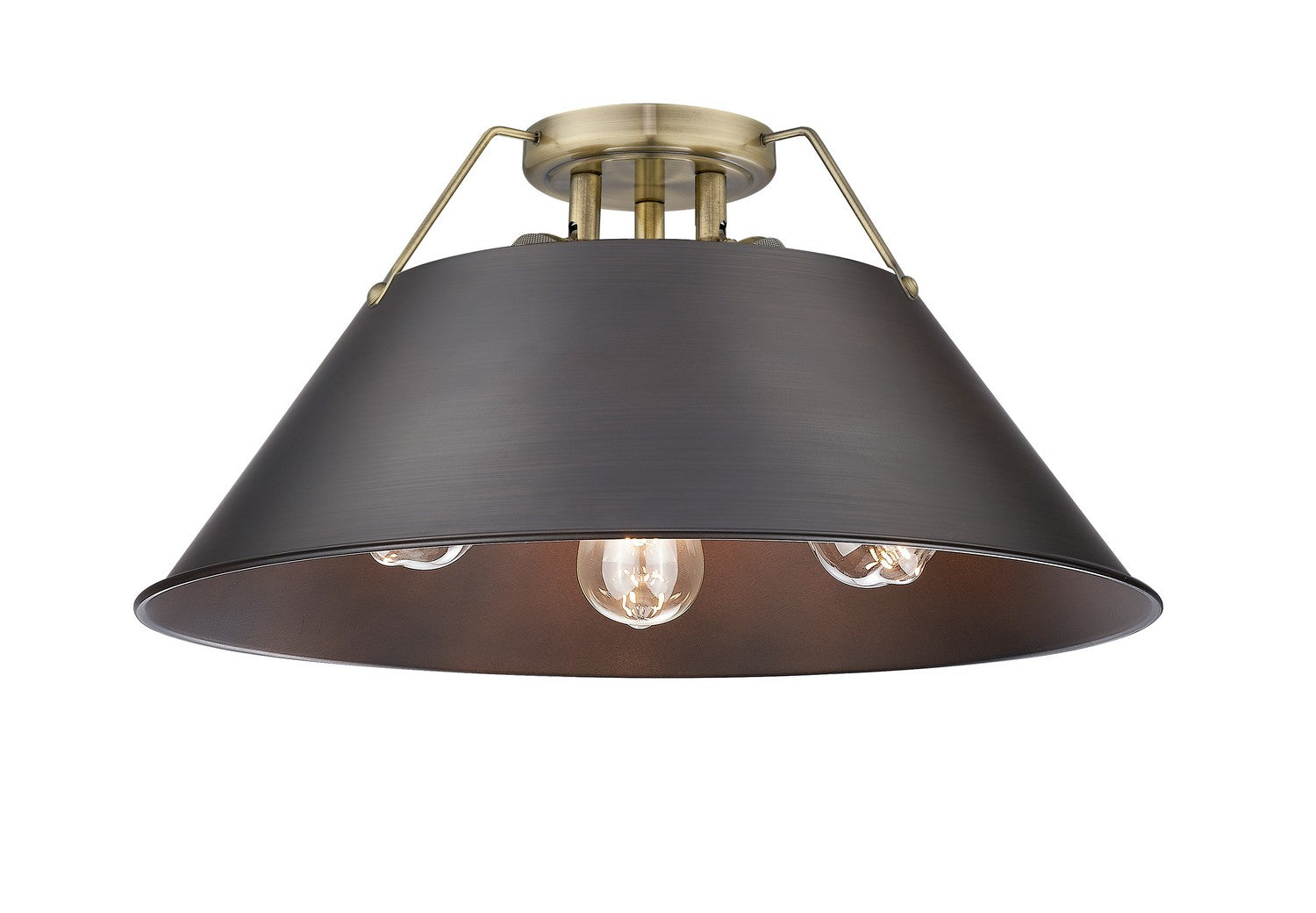 Golden - 3306-3FM AB-RBZ - Three Light Flush Mount - Orwell - Aged Brass