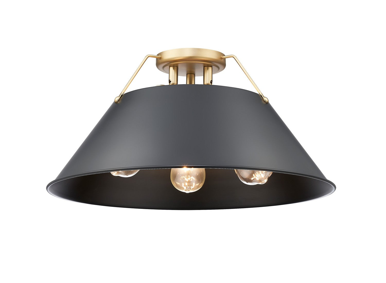 Golden - 3306-3FM BCB-BLK - Three Light Flush Mount - Orwell - Brushed Champagne Brass
