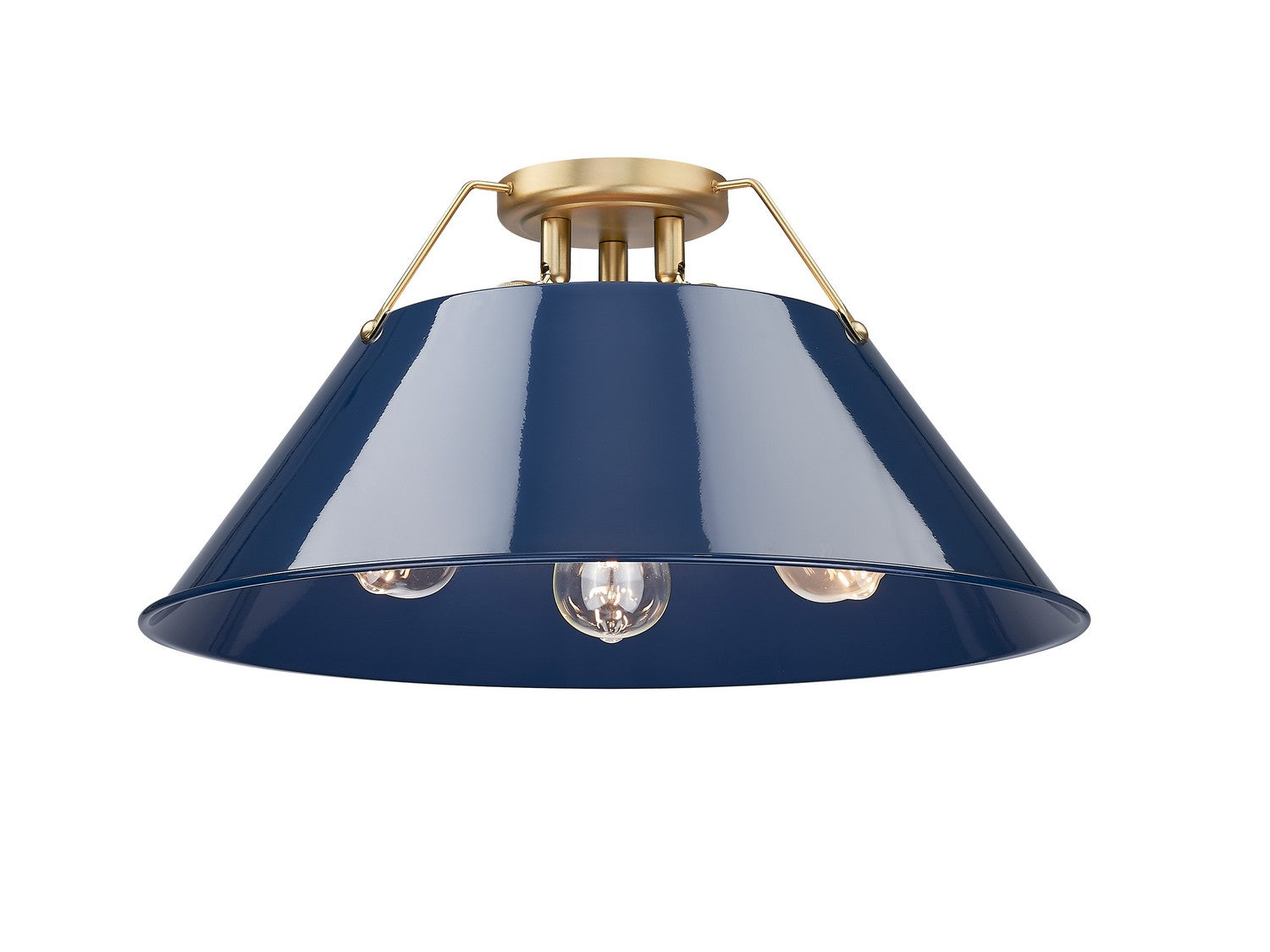 Golden - 3306-3FM BCB-NVY - Three Light Flush Mount - Orwell - Brushed Champagne Brass