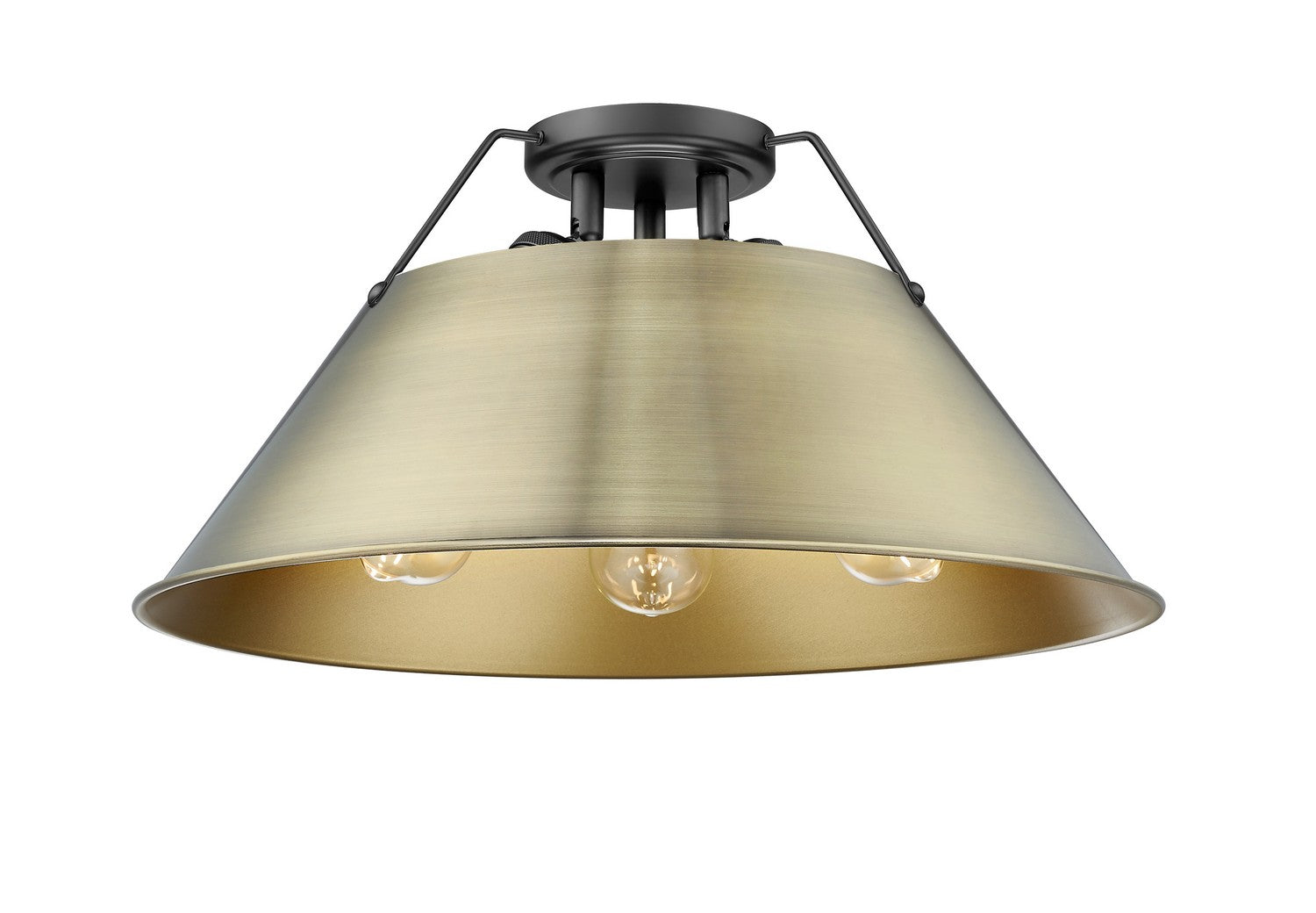 Golden - 3306-3FM BLK-AB - Three Light Flush Mount - Orwell - Matte Black