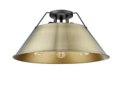 Golden - 3306-3FM BLK-AB - Three Light Flush Mount - Orwell - Matte Black