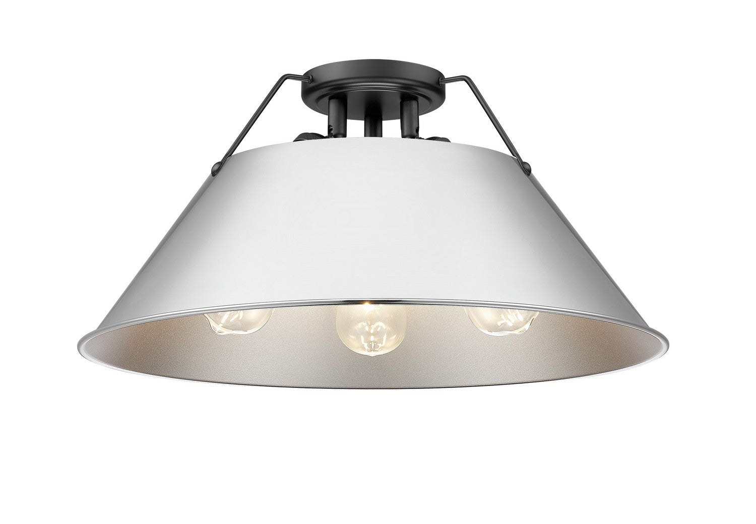 Golden - 3306-3FM BLK-CH - Three Light Flush Mount - Orwell - Matte Black