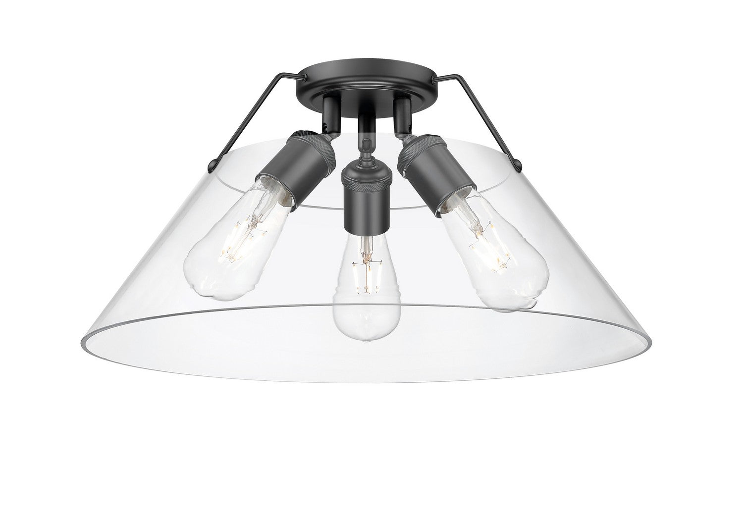 Golden - 3306-3FM BLK-CLR - Three Light Flush Mount - Orwell - Matte Black