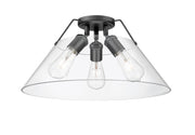Golden - 3306-3FM BLK-CLR - Three Light Flush Mount - Orwell - Matte Black