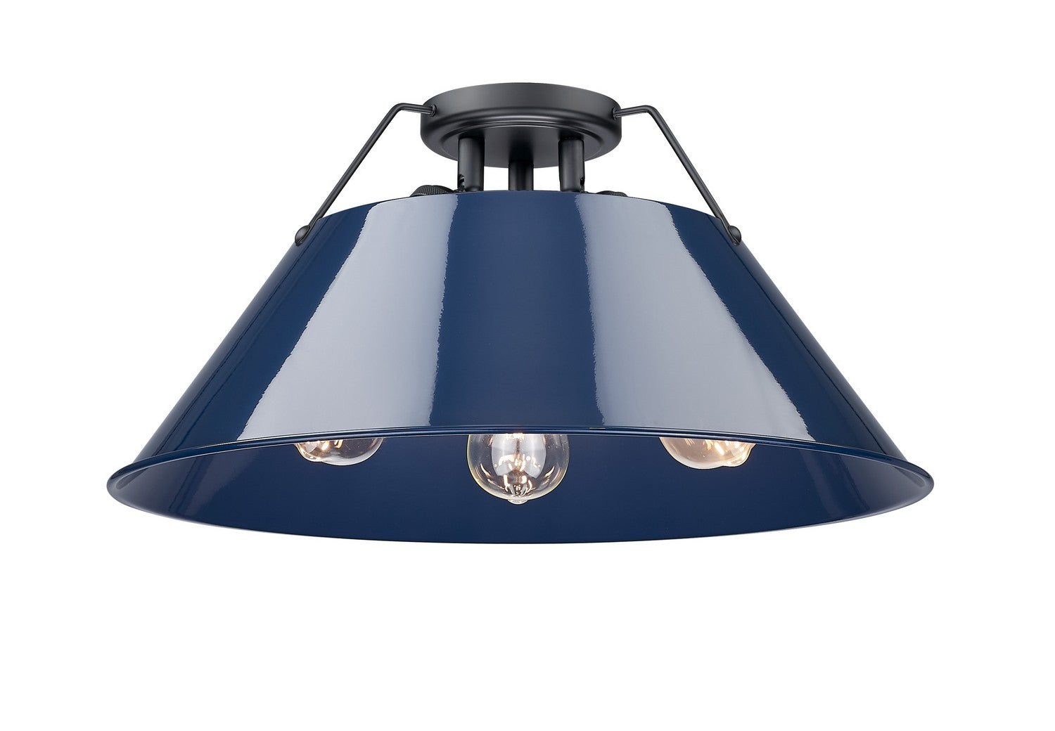 Golden - 3306-3FM BLK-NVY - Three Light Flush Mount - Orwell - Matte Black