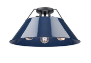 Golden - 3306-3FM BLK-NVY - Three Light Flush Mount - Orwell - Matte Black