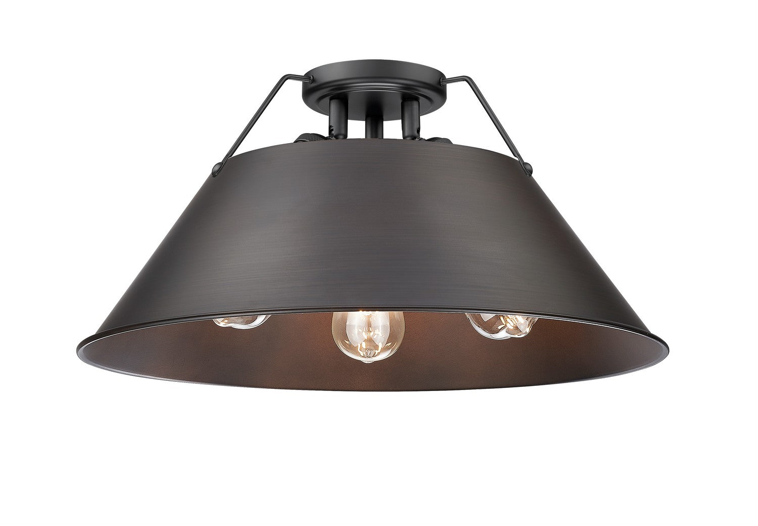 Golden - 3306-3FM BLK-RBZ - Three Light Flush Mount - Orwell - Matte Black