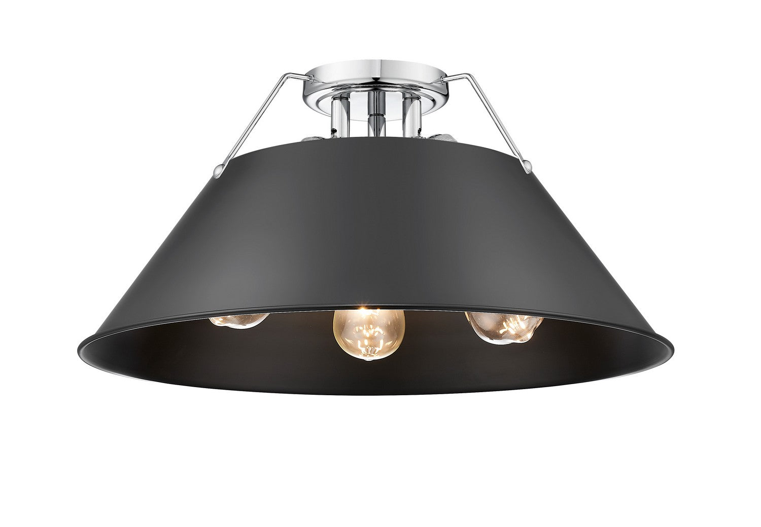 Golden - 3306-3FM CH-BLK - Three Light Flush Mount - Orwell - Chrome