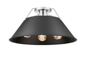 Golden - 3306-3FM CH-BLK - Three Light Flush Mount - Orwell - Chrome