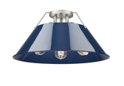 Golden - 3306-3FM PW-NVY - Three Light Flush Mount - Orwell - Pewter