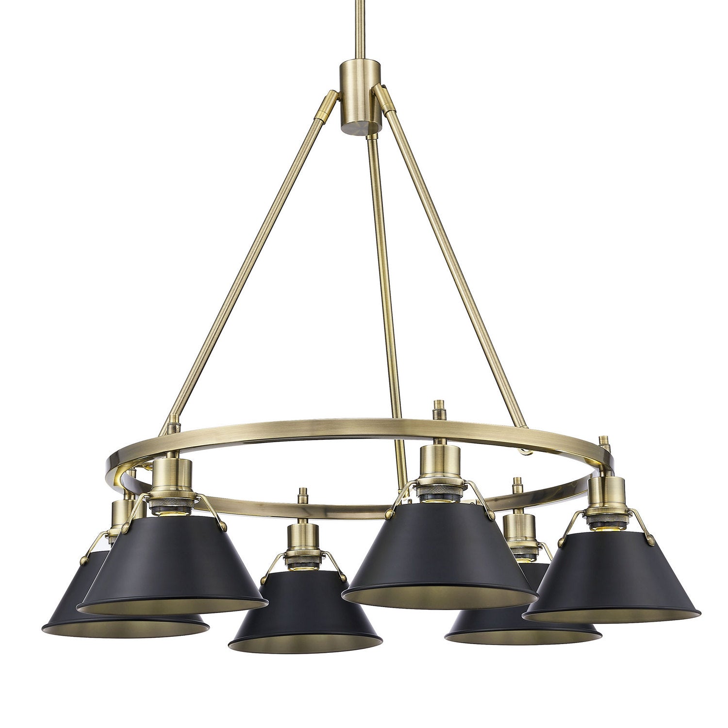 Golden - 3306-6 AB-BLK - Six Light Chandelier - Orwell - Aged Brass