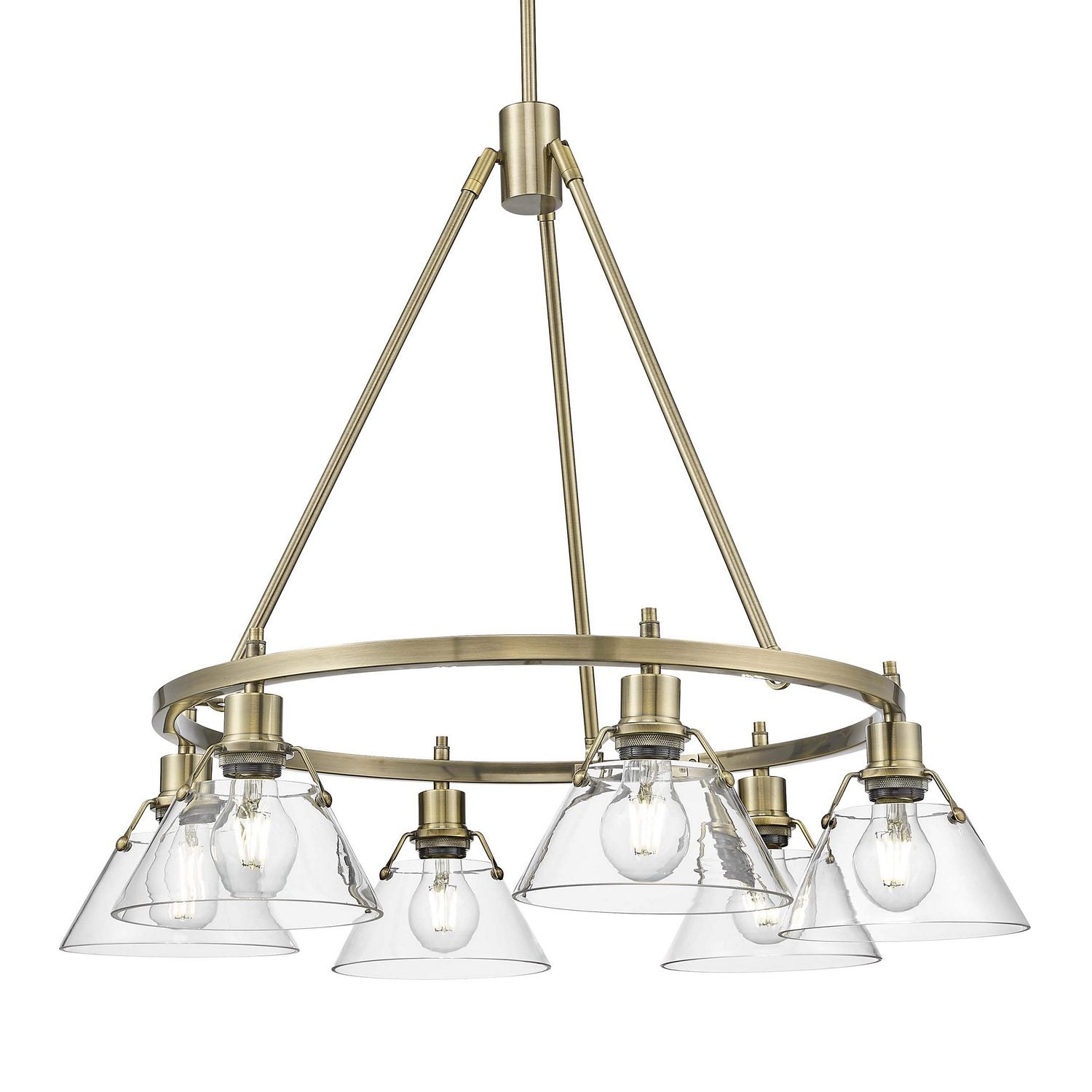 Golden - 3306-6 AB-CLR - Six Light Chandelier - Orwell - Aged Brass