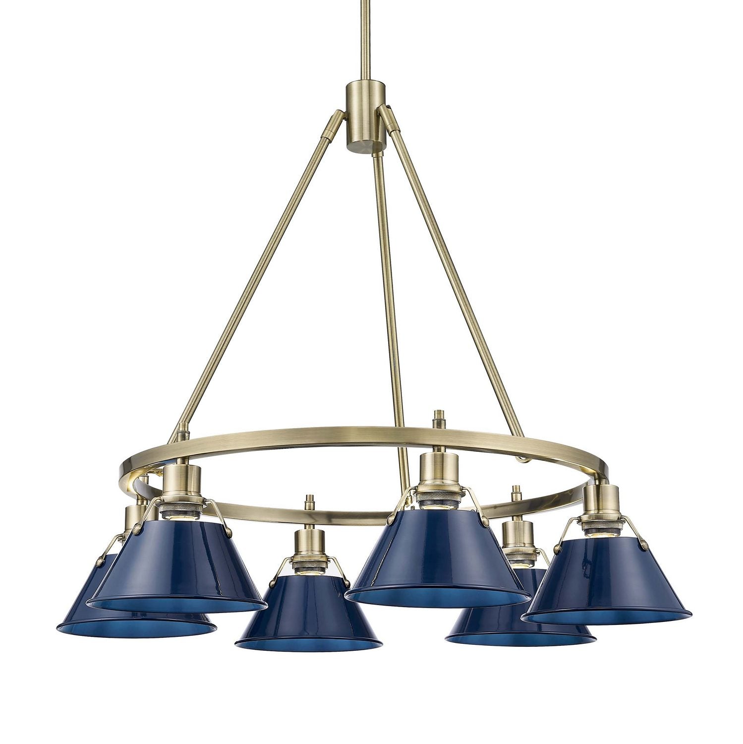 Golden - 3306-6 AB-NVY - Six Light Chandelier - Orwell - Aged Brass