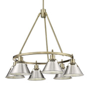 Golden - 3306-6 AB-PW - Six Light Chandelier - Orwell - Aged Brass