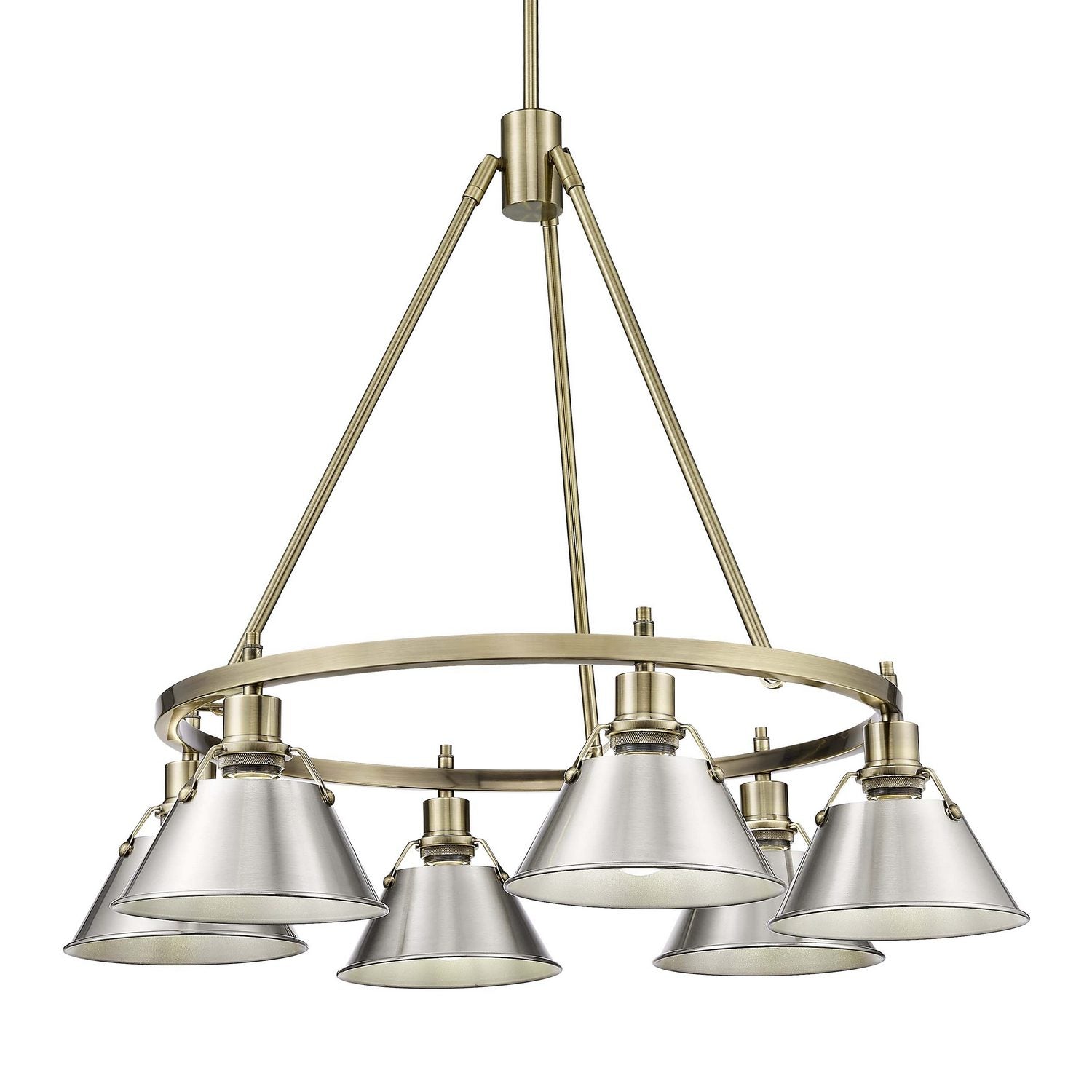 Golden - 3306-6 AB-PW - Six Light Chandelier - Orwell - Aged Brass