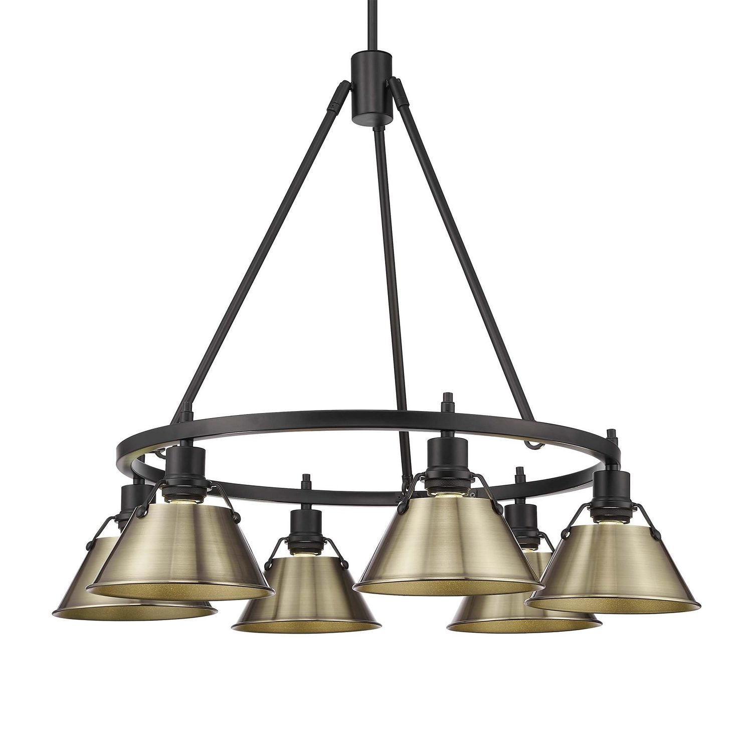 Golden - 3306-6 BLK-AB - Six Light Chandelier - Orwell - Matte Black