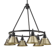 Golden - 3306-6 BLK-AB - Six Light Chandelier - Orwell - Matte Black