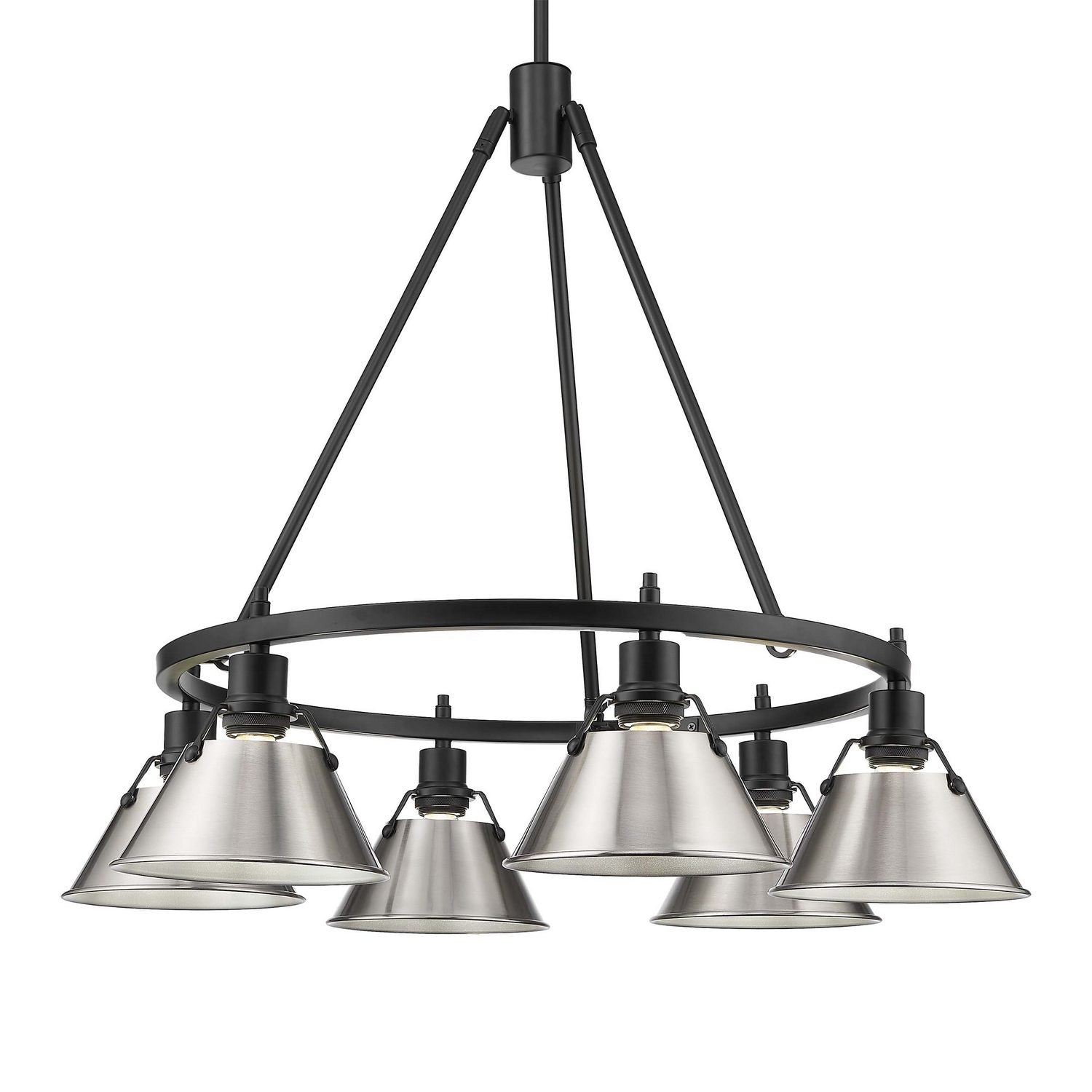 Golden - 3306-6 BLK-PW - Six Light Chandelier - Orwell - Matte Black
