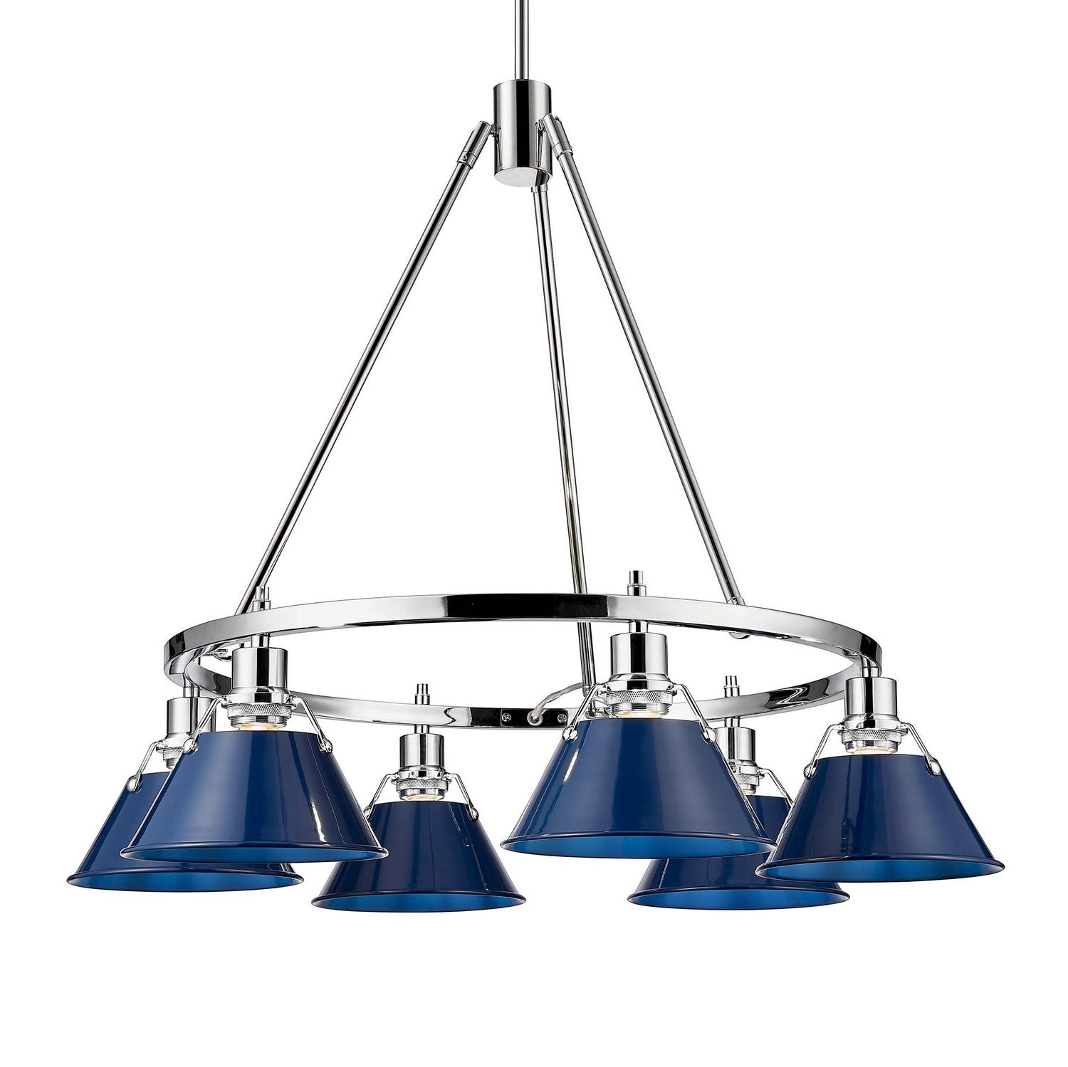 Golden - 3306-6 CH-NVY - Six Light Chandelier - Orwell - Chrome