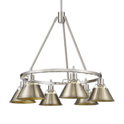 Golden - 3306-6 PW-AB - Six Light Chandelier - Orwell - Pewter